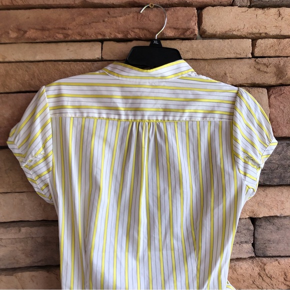 Express white yellow stripe cap short sleeve blouse NWT Large - Picture 14 of 14